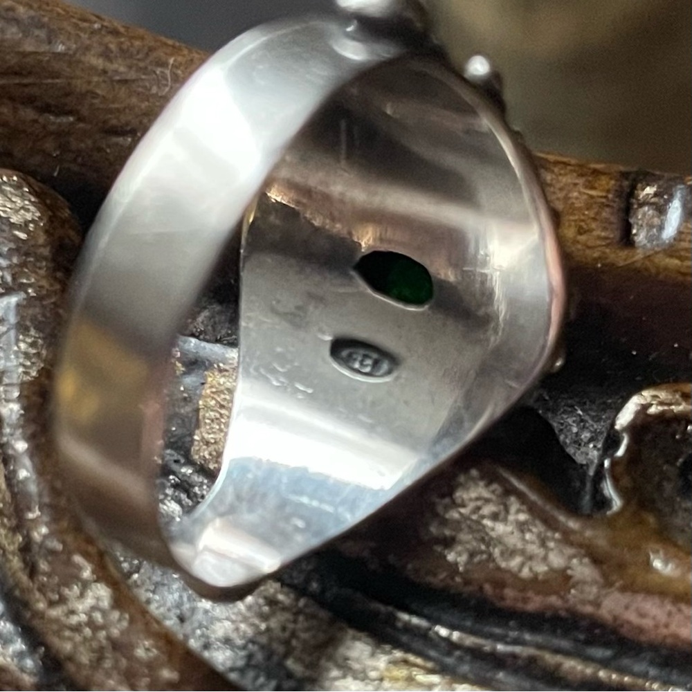 Vintage Chrome Diopside Sterling Silver Ring - Picture 6 of 10